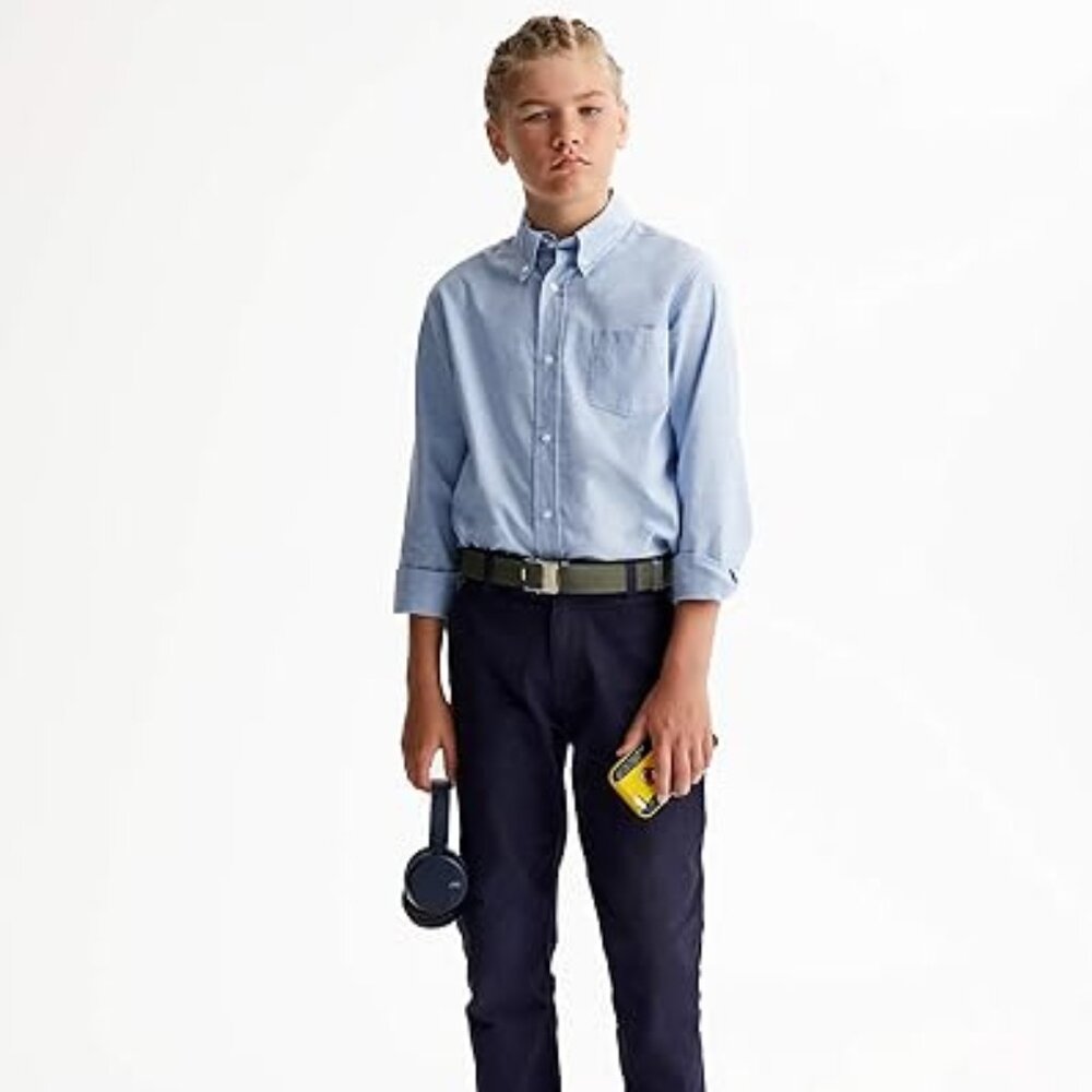 French Toast SE9002 Boys Oxford Long Sleeve Button Down Shirt Light Blue - Picture 4 of 5